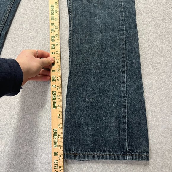 Levis Jeans Mens 29x28 Blue 527 Bootcut Cowboy Western Denim Distress (Tag 30x30 - Picture 5 of 10